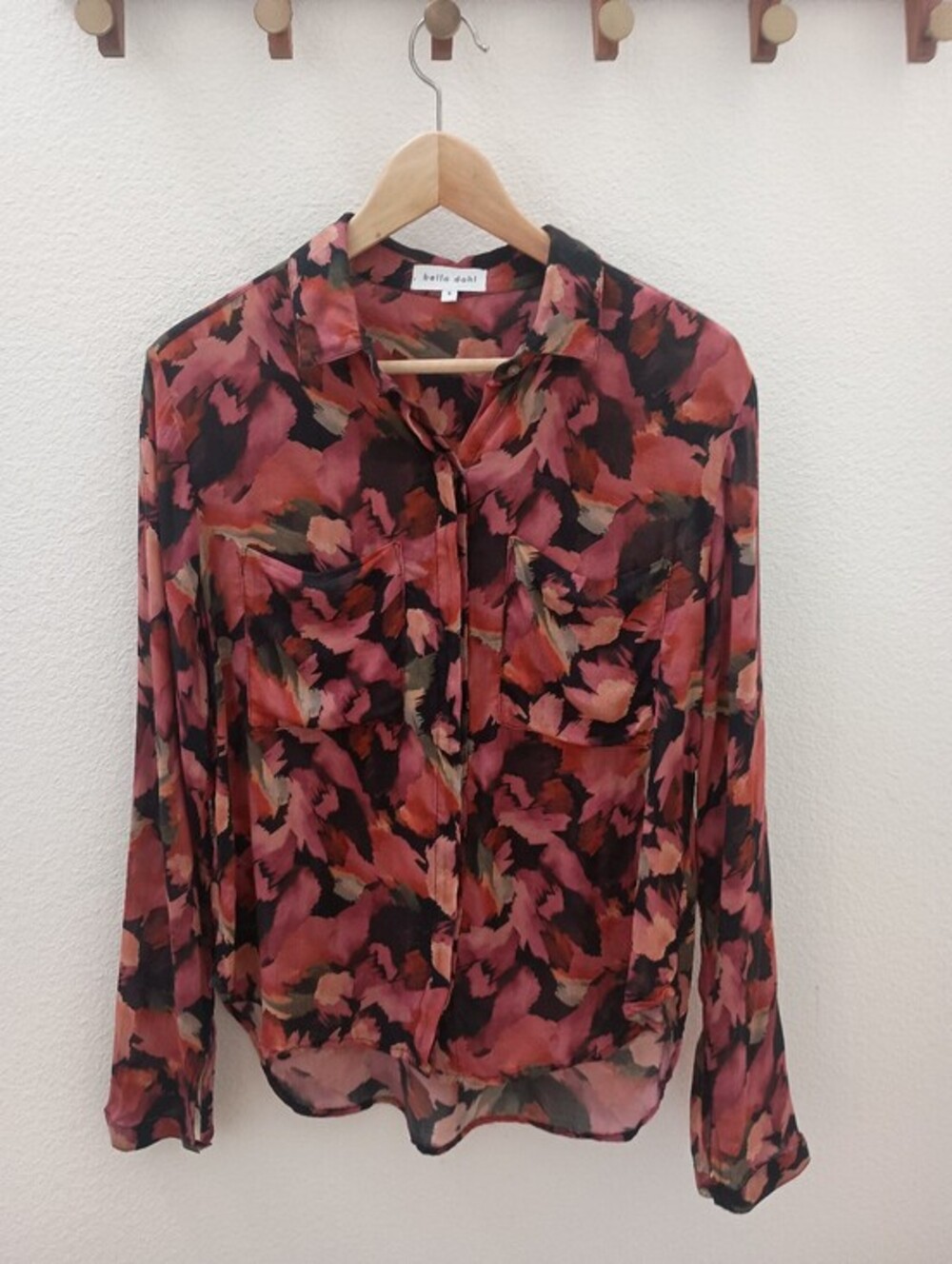 Bella Dahl Autumn Bloom Print Hipster Button Down Blouse Size Small